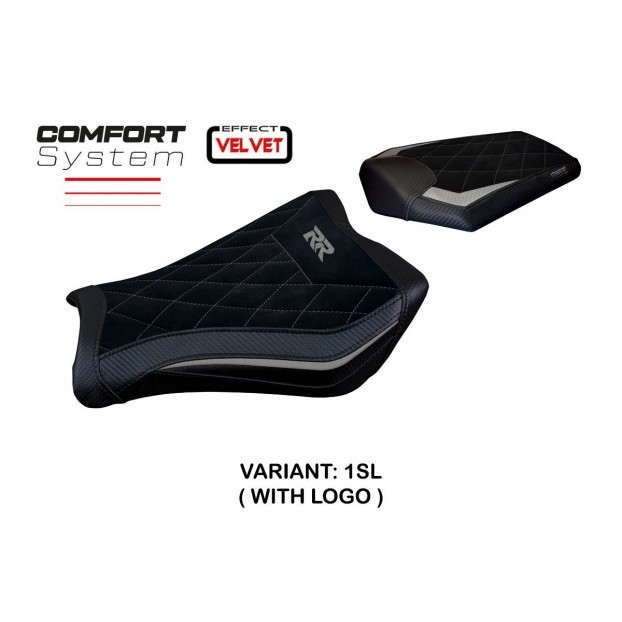 Housse de siège compatible avec Honda CBR 1000 RR (08-16) modèle Janela velours système confort