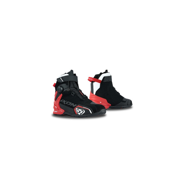 IXON- BULL 2 WP MOTORCYCLE SHOES BLACK/WHITE/RED